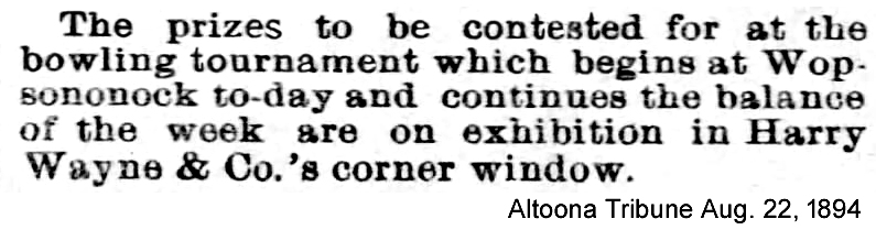 Newspaper clipping from Altoona Tribune August 22, 1894