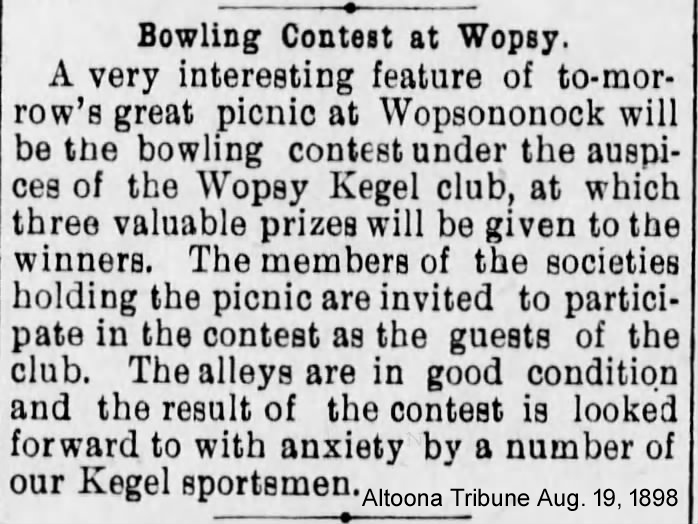Newspaper clipping from Altoona Tribune August 19, 1898